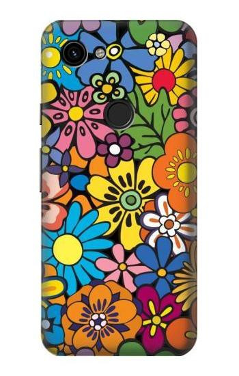 W3281 Colorful Hippie Flowers Pattern Case Cover Custodia e Flip Case per Google Pixel 3a