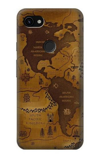 W2861 Antique World Map Case Cover Custodia e Flip Case per Google Pixel 3a XL