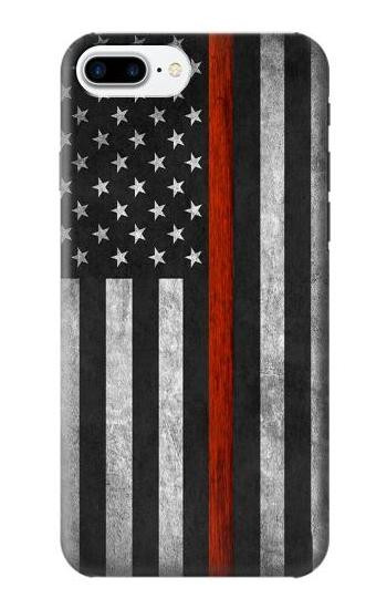 W3472 Firefighter Thin Red Line Flag Case Cover Custodia e Flip Case per iPhone 7 Plus, iPhone 8 Plus