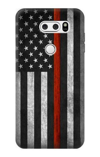 W3472 Firefighter Thin Red Line Flag Case Cover Custodia e Flip Case per LG V30, LG V30 Plus, LG V30S ThinQ, LG V35, LG V35 ThinQ