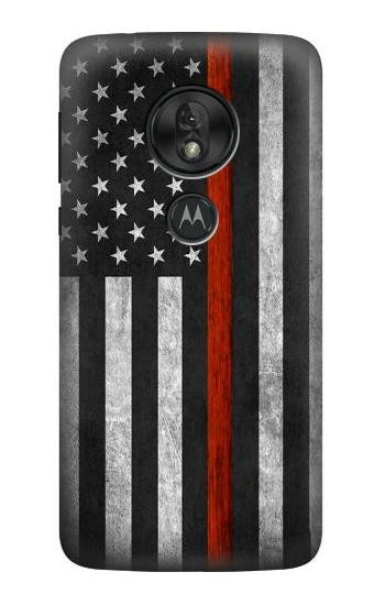 W3472 Firefighter Thin Red Line Flag Case Cover Custodia e Flip Case per Motorola Moto G7 Play