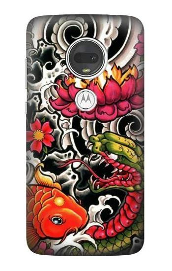 W0605 Yakuza Tattoo Case Cover Custodia e Flip Case per Motorola Moto G7, Moto G7 Plus