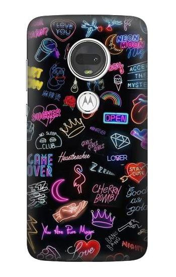 W3433 Vintage Neon Graphic Case Cover Custodia e Flip Case per Motorola Moto G7, Moto G7 Plus
