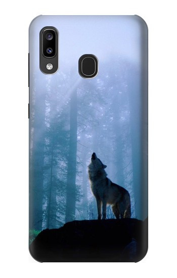 W0935 Wolf Howling in Forest Case Cover Custodia e Flip Case per Samsung Galaxy A20, Galaxy A30