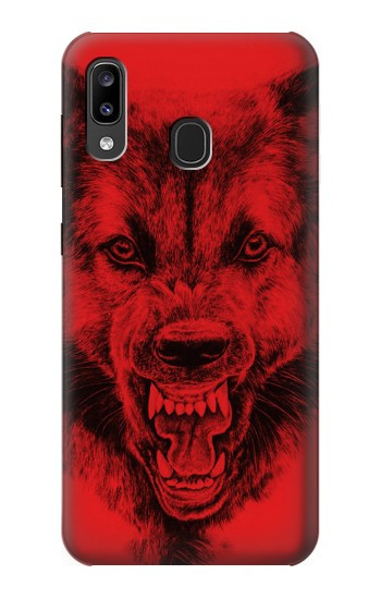 W1090 Red Wolf Case Cover Custodia e Flip Case per Samsung Galaxy A20, Galaxy A30