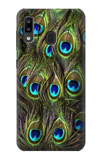 W1965 Peacock Feather Case Cover Custodia e Flip Case per Samsung Galaxy A20, Galaxy A30
