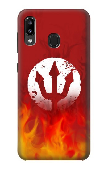 W2803 Fire Red Devil Spear Symbol Case Cover Custodia e Flip Case per Samsung Galaxy A20, Galaxy A30