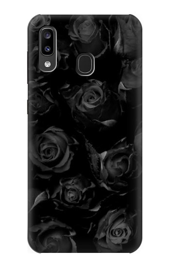 W3153 Black Roses Case Cover Custodia e Flip Case per Samsung Galaxy A20, Galaxy A30
