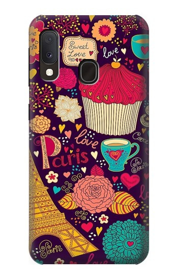 W2353 Paris Cartoon Vintage Pattern Case Cover Custodia e Flip Case per Samsung Galaxy A20e