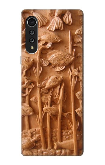 W1307 Fish Wood Carving Graphic Printed Case Cover Custodia e Flip Case per LG Velvet