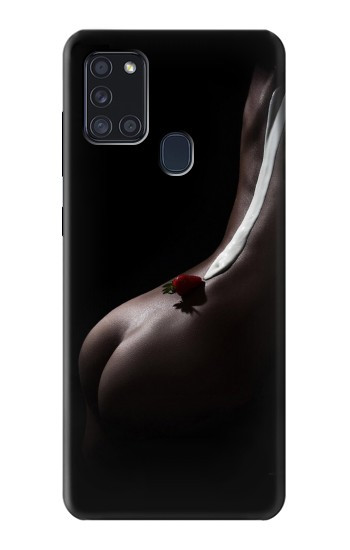 W0546 Sexy Cream Strawberry Case Cover Custodia e Flip Case per Samsung Galaxy A21s