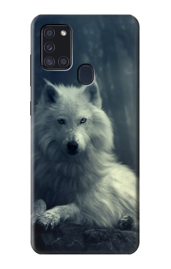 W1516 White Wolf Case Cover Custodia e Flip Case per Samsung Galaxy A21s