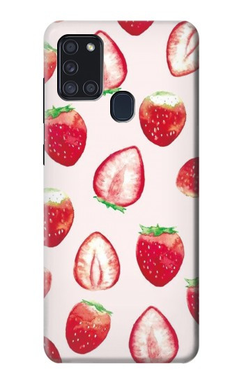 W3481 Strawberry Case Cover Custodia e Flip Case per Samsung Galaxy A21s