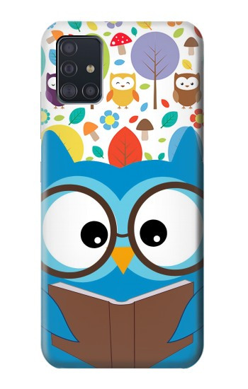 W2521 Cute Nerd Owl Cartoon Case Cover Custodia e Flip Case per Samsung Galaxy A51 5G [solo per A51 5G. NON per A51]