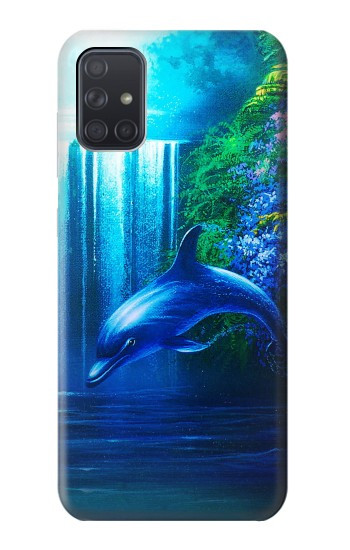 W0385 Dolphin Case Cover Custodia e Flip Case per Samsung Galaxy A71 5G [solo per A71 5G. NON per A71]