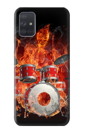 W1431 Skull Drum Fire Rock Case Cover Custodia e Flip Case per Samsung Galaxy A71 5G [solo per A71 5G. NON per A71]