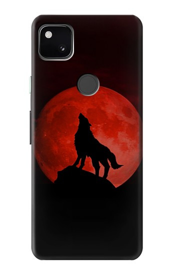 W2955 Wolf Howling Red Moon Case Cover Custodia e Flip Case per Google Pixel 4a