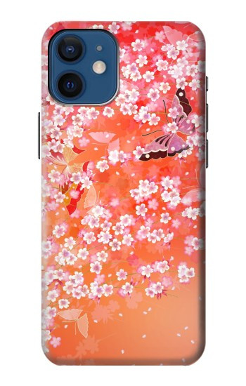 W2543 Japanese Kimono Style Flower Pattern Case Cover Custodia e Flip Case per iPhone 12 mini