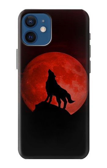 W2955 Wolf Howling Red Moon Case Cover Custodia e Flip Case per iPhone 12 mini