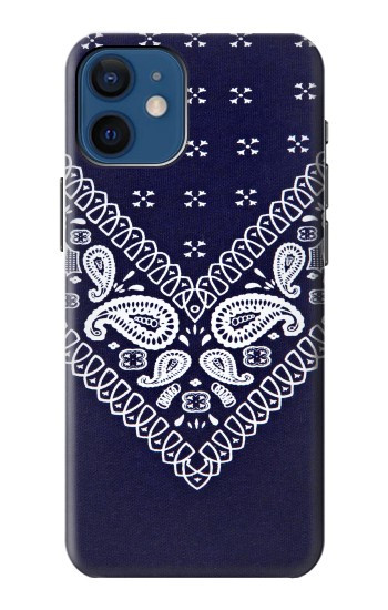 W3357 Navy Blue Bandana Pattern Case Cover Custodia e Flip Case per iPhone 12 mini