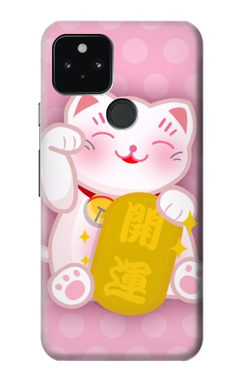 W3025 Pink Maneki Neko Lucky Cat Case Cover Custodia e Flip Case per Google Pixel 5