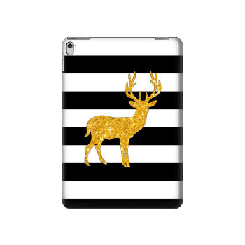 W2794 Black and White Striped Deer Gold Sparkles Tablet Case Cover Custodia per iPad 9.7 (2017,2018), iPad 6, iPad 5