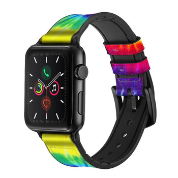 CA0484 Tie Dye Swirl Color Leather & Silicone Smart Watch Band Strap For Apple Watch iWatch