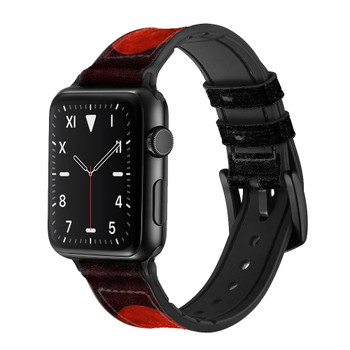 CA0525 Wolf Howling Red Moon Leather & Silicone Smart Watch Band Strap For Apple Watch iWatch CA0525 Wolf Howling Red Moon Leather & Silicone Smart Watch Band Strap For Apple Watch iWatch
