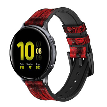 CA0147 Red Wolf Cinturino in silicone e pelle Smartwatch per Samsung Galaxy Watch, Gear, Active