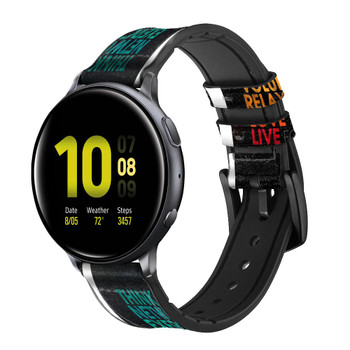 CA0811 Think Positive Words Quotes Cinturino in silicone e pelle Smartwatch per Samsung Galaxy Watch, Gear, Active