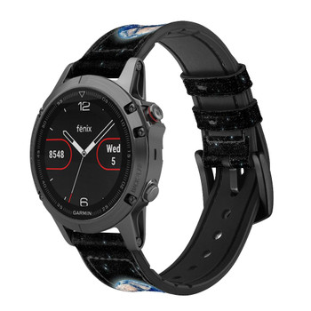 CA0256 Earth Planet Space Star nebula Cinturino in silicone e pelle Smartwatch per Garmin Smartwatch