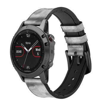 CA0467 Gray Marble Texture Cinturino in silicone e pelle Smartwatch per Garmin Smartwatch