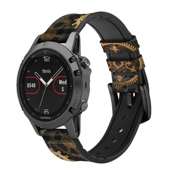 CA0740 Clock Gear Cinturino in silicone e pelle Smartwatch per Garmin Smartwatch