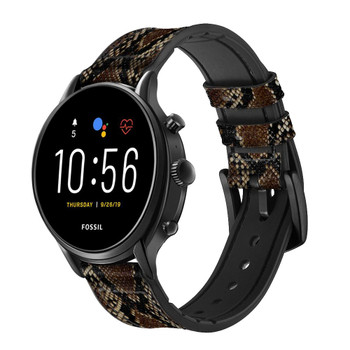 CA0068 Snake Skin Cinturino in silicone e pelle Smartwatch per Fossil Smartwatch
