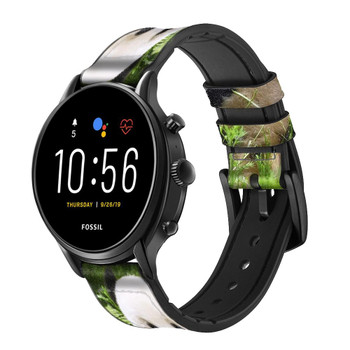 CA0144 Panda Enjoy Eating Cinturino in silicone e pelle Smartwatch per Fossil Smartwatch