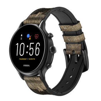 CA0356 Elephant Skin Graphic Printed Cinturino in silicone e pelle Smartwatch per Fossil Smartwatch