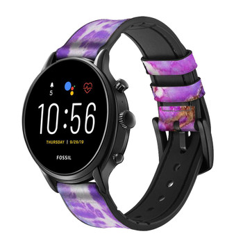 CA0500 Purple Turquoise Stone Cinturino in silicone e pelle Smartwatch per Fossil Smartwatch