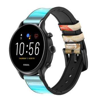 CA0616 Sea Shells Starfish Beach Cinturino in silicone e pelle Smartwatch per Fossil Smartwatch