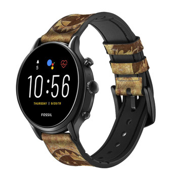 CA0684 Native American Cinturino in silicone e pelle Smartwatch per Fossil Smartwatch