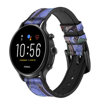 CA0690 Platypus Australian Aboriginal Art Cinturino in silicone e pelle Smartwatch per Fossil Smartwatch