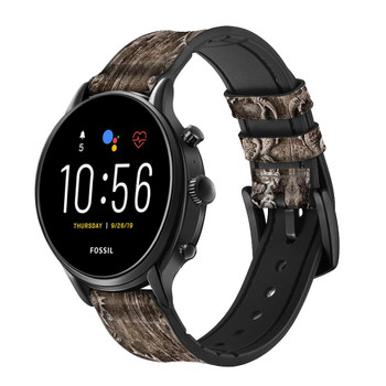 CA0698 Dragon Door Cinturino in silicone e pelle Smartwatch per Fossil Smartwatch