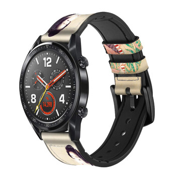 CA0116 Japan Art Kimono Cinturino in silicone e pelle Smartwatch per Wristwatch Smartwatch