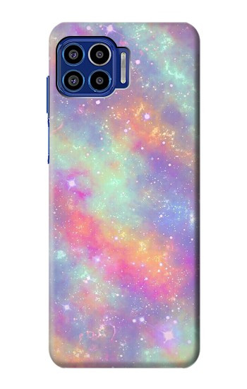 W3706 Pastel Rainbow Galaxy Pink Sky Case Cover Custodia e Flip Case per Motorola One 5G