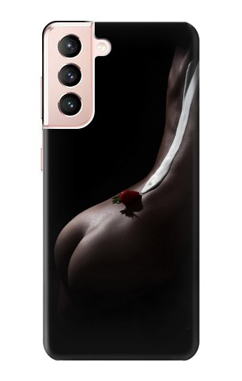 W0546 Sexy Cream Strawberry Case Cover Custodia e Flip Case per Samsung Galaxy S21 5G