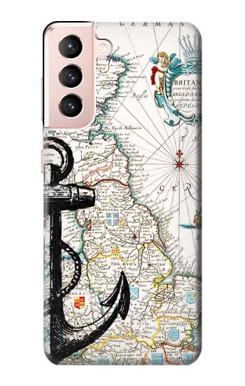 W1962 Nautical Chart Case Cover Custodia e Flip Case per Samsung Galaxy S21 5G