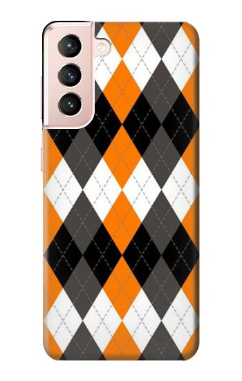 W3421 Black Orange White Argyle Plaid Case Cover Custodia e Flip Case per Samsung Galaxy S21 5G