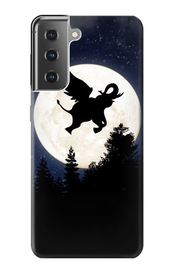 W3323 Flying Elephant Full Moon Night Case Cover Custodia e Flip Case per Samsung Galaxy S21 Plus 5G, Galaxy S21+ 5G