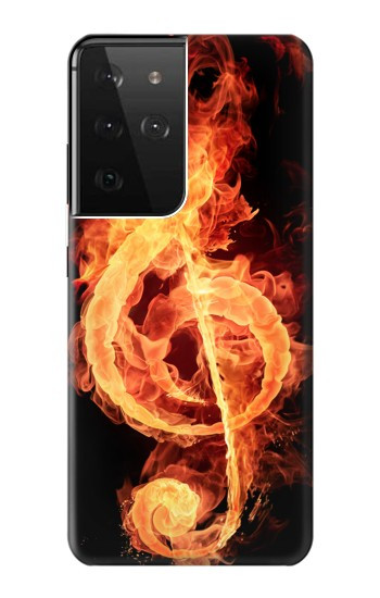 W0493 Music Note Burn Case Cover Custodia e Flip Case per Samsung Galaxy S21 Ultra 5G