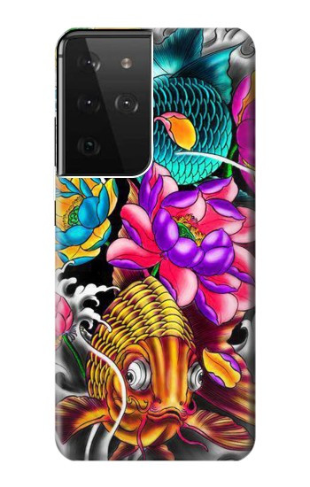 W1630 Fish Japanese Oriental Tattoo Case Cover Custodia e Flip Case per Samsung Galaxy S21 Ultra 5G