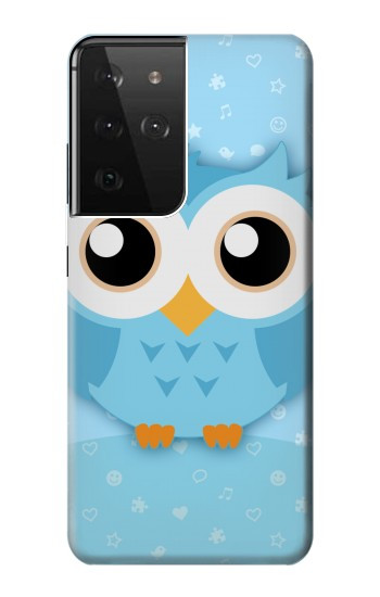 W3029 Cute Blue Owl Case Cover Custodia e Flip Case per Samsung Galaxy S21 Ultra 5G